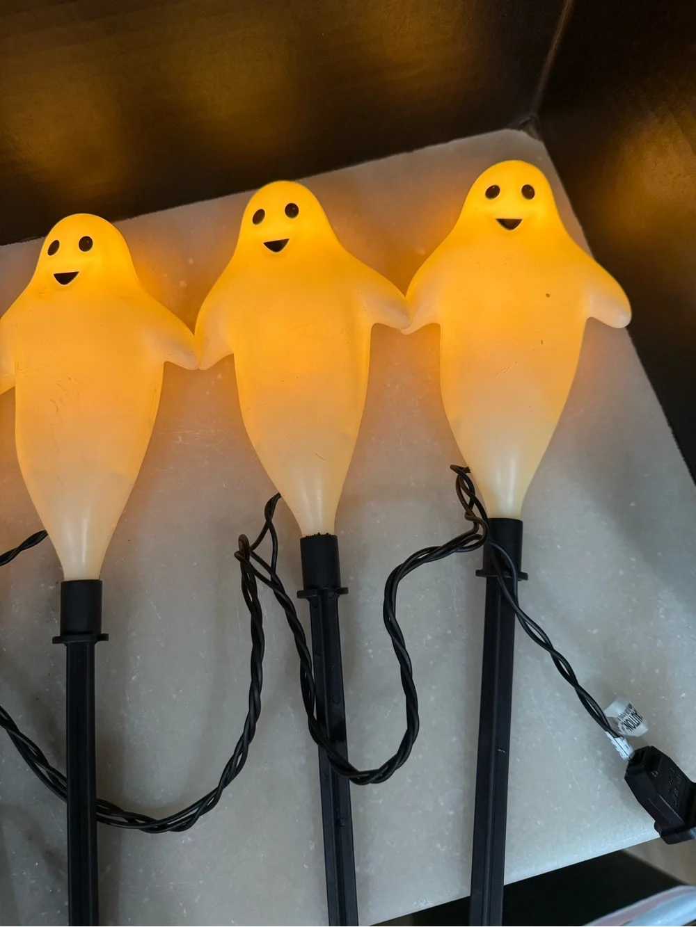 Vintage Ghost Stakes 1 Set Of 5 Halloween Light Up